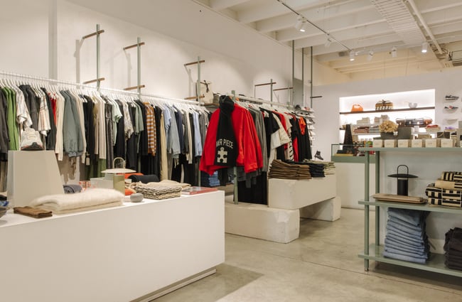 Clothing racks on display at Infinite Definite.