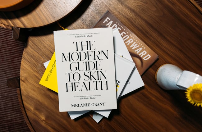 A close up of a book about skincare.