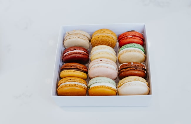 Bow of macarons at J’aime les macarons in Christchurch.