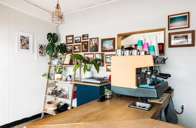 A view of the tiny cafe space from behind the counter at Jean's.