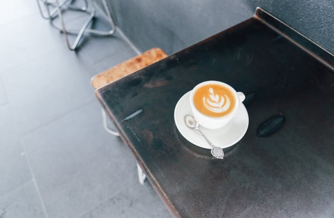 Flat white on the table.