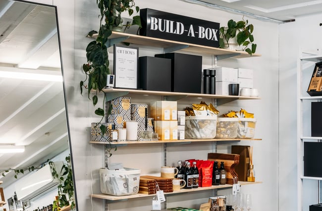 Build a Box gifting wall display at Journey & Co.