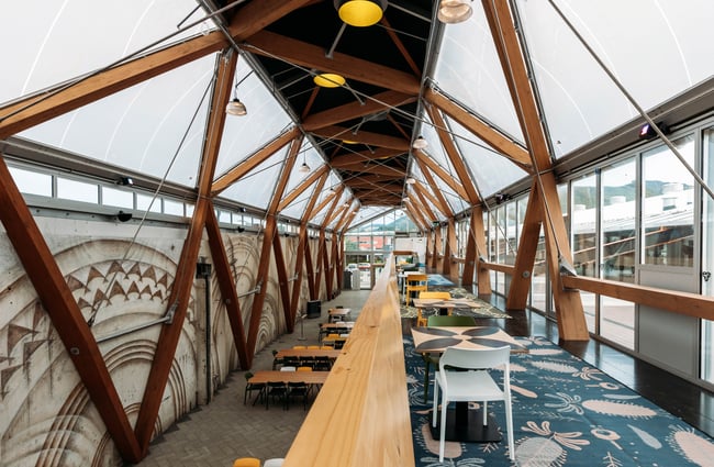 Seating area inside Kai Tahi Porirua.