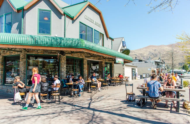 Diners sitting outside the bar.