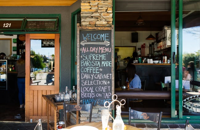The menu on an outdoor pillar.