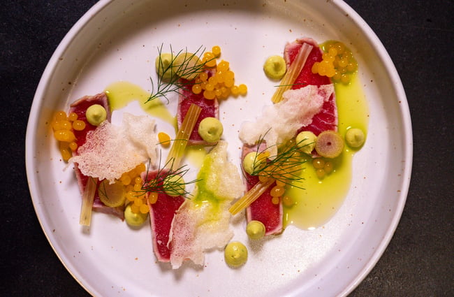 Food dish plated up at Kaitahi Lodge.