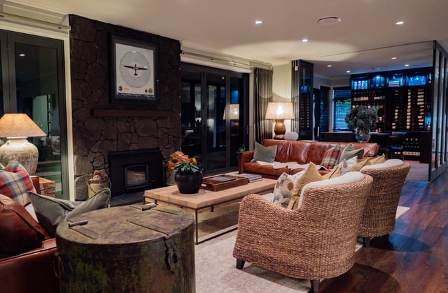 Living room in the accommodation suite at Kaitahi Lodge.