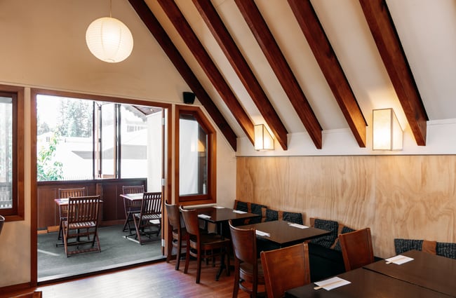 The wooden interior of Kappa in Queenstown.