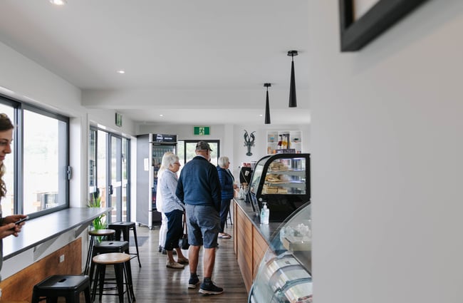 Customers queuing to order at Karaka Lobster.