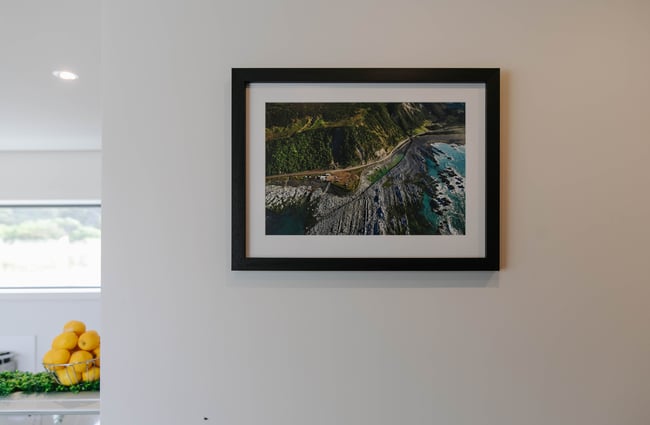 Photograph of Kaikōura hanging on the wall.