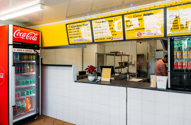 The counter inside Keihei Chicken in Upper Hutt.