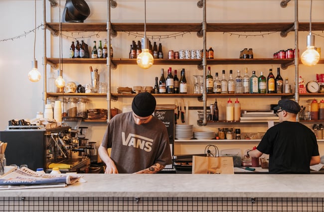 Staff working behind the counter.