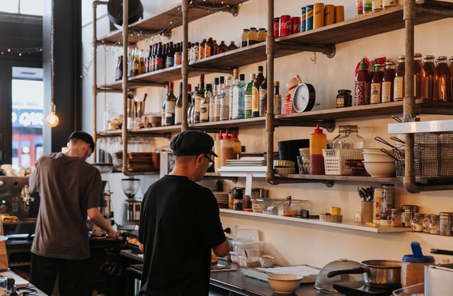 Staff working behind the counter.