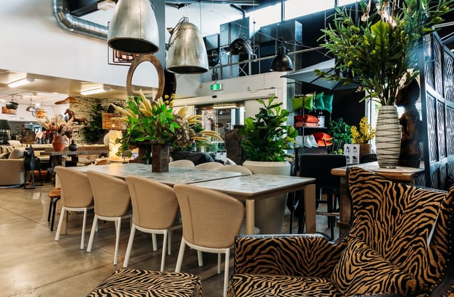 Dining table in the showroom on display at King & Teppett.