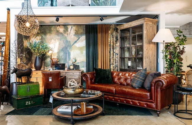 Living room showroom display at King & Teppett.