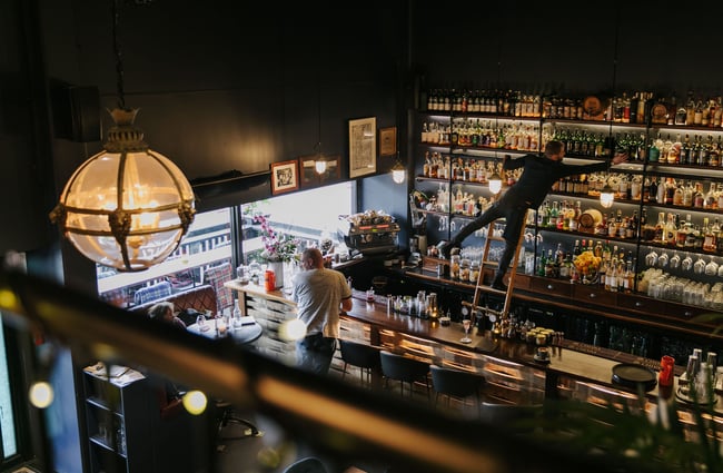 Birdseye view of Kismet bar.