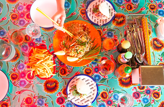 A flat lay of food.