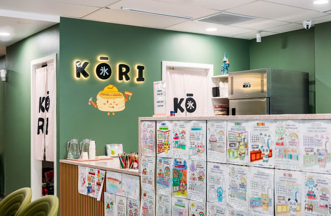 Colouring in wall at Kori Desserts.