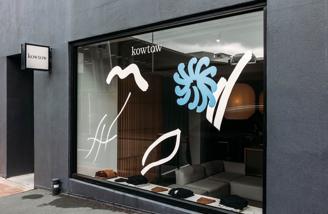 Kowtow window shopfront.