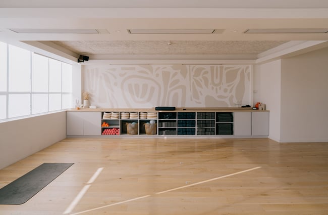 Empty yoga studio room at Kula Studio in Christchurch