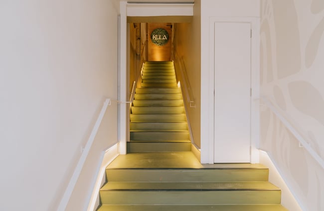 Staircase leading up to entrance of Kula Studio in Christchurch