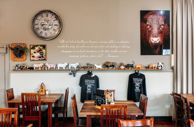 Tables and chairs inside La Bull in Rangitikei.