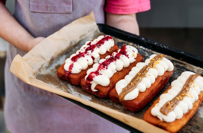 Tray of eclairs at Le Ciel.