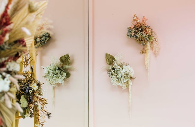 Flowers mounted on the wall at Le Fleur.