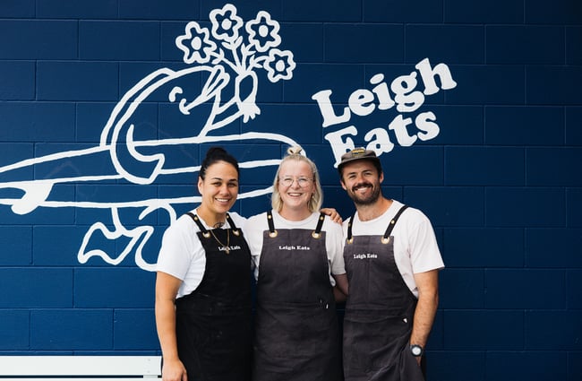 Team outside at Leigh Eats.