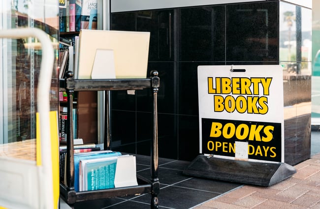 Liberty Books signage.