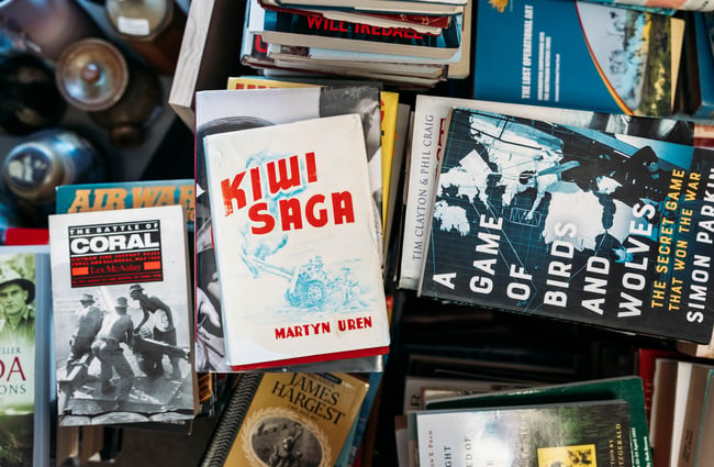 Close up of books at Liberty Books.