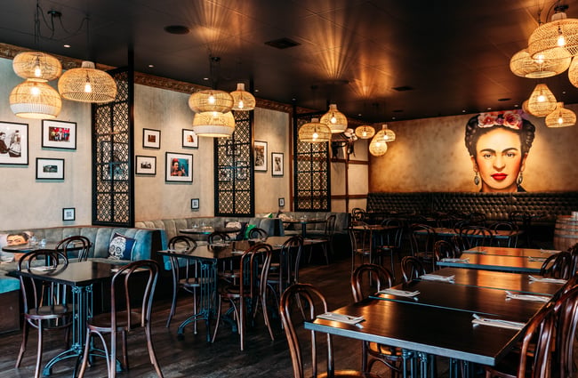 Seating options in the dining room at Libre.