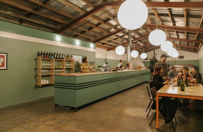 The long green serving counter at Lillies Christchurch.