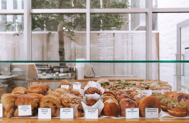 Baked goods on display at Little Rosie, Auckland.