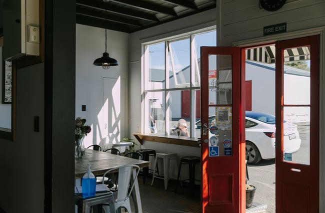 The interior of Little Vintage Espresso cafe Amberley, North Canterbury.