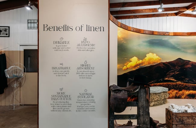 The inside of Lohi Linen Ranfurly Central Otago.