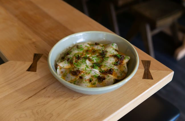 A plate of food on the counter at Londo.