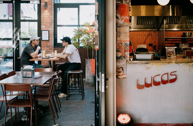 People sitting at table at Lucas at Little High Eatery in Christchurch