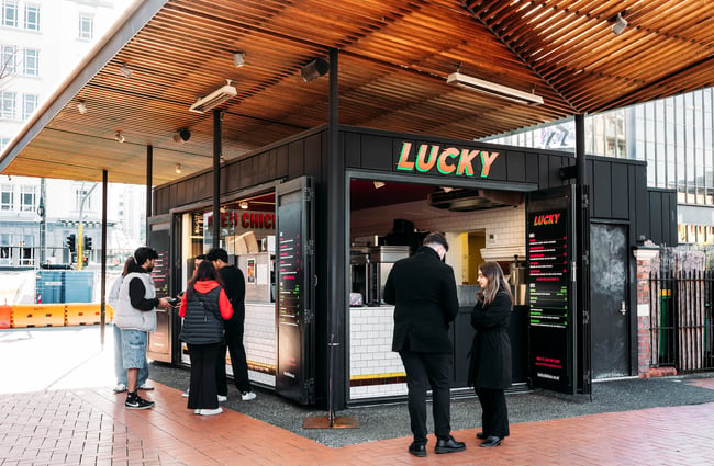 Corner view of LUCKY.