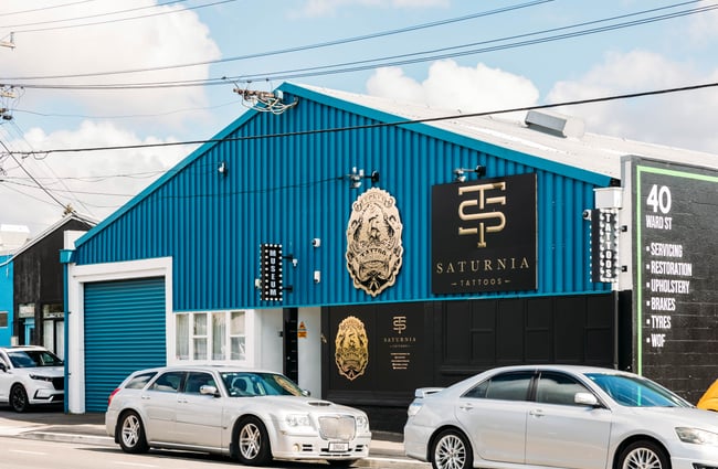 Exterior view at Lucky's Tattoo Museum.
