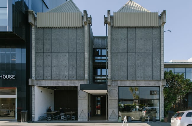 The exterior of the Coca building on a sunny Christchurch day.