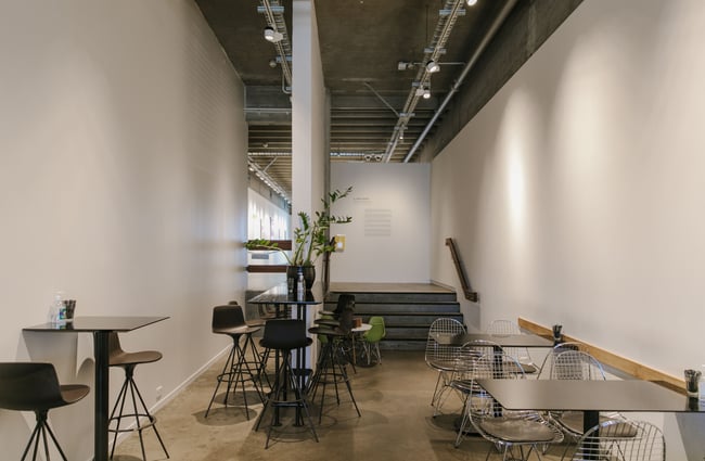 The empty cafe seating area.