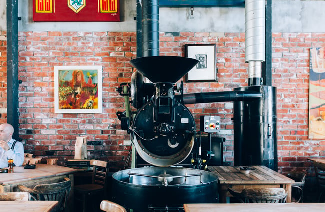 Close up of the coffee machine at Lyttelton Coffee Company cafe.