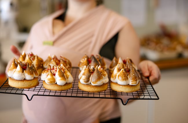 Pastries on a plate at Maison des Lyes in Auckland.