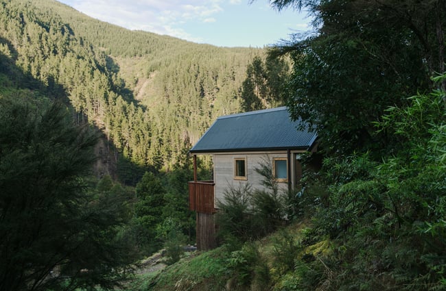 A view of Maitai Whare Iti from behind.