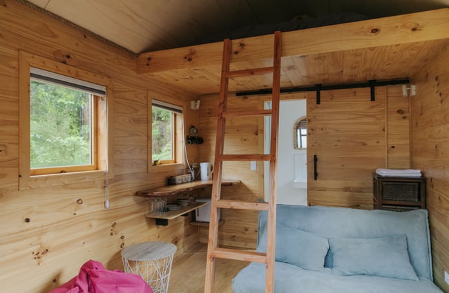 The inside of the Maitai Whare Iti cabin.