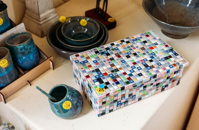 A colourful box on a table inside Mangaweka Gallery in Rangitikei.