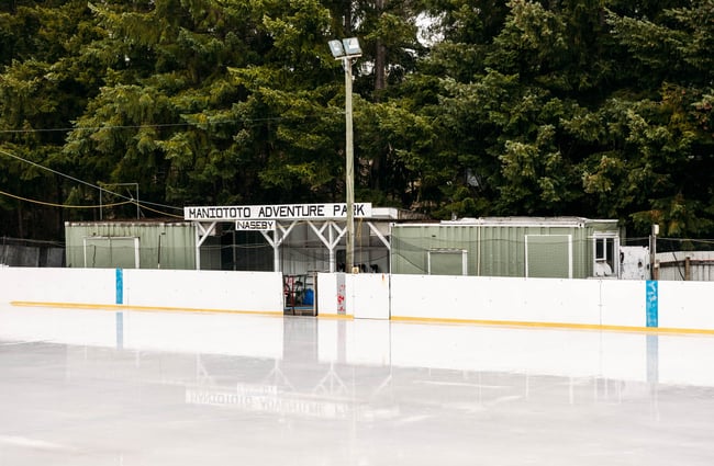 An outdoor ice rink.