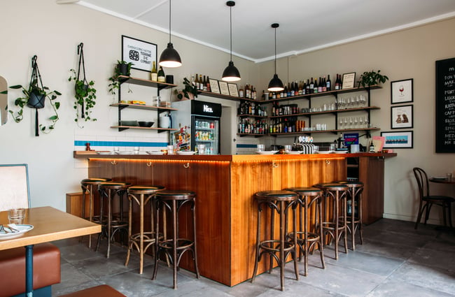 The empty bar inside Margot Wellington.