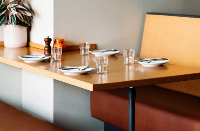A close up of table setting.